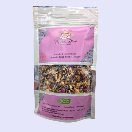 Tea package with pink label on a white background